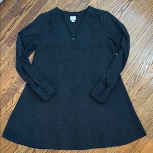 Black V-Neck Long Sleeve Dress